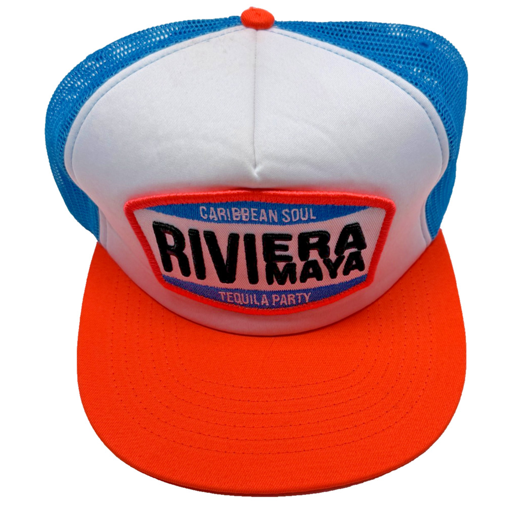 Riviera Maya Caribbean Soul Tequila Party Logo Orange Blue SnapBack Trucker Hat